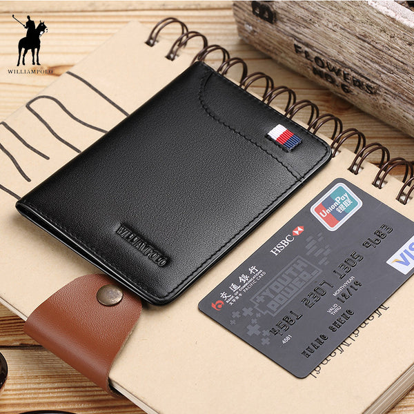 [variant_title] - WILLIAMPOLO Mens Wallet Slim Business Card Credit Card Card Holder Purse Real Cowhide Men Fashion Casual Mini Card Bag Bifolds