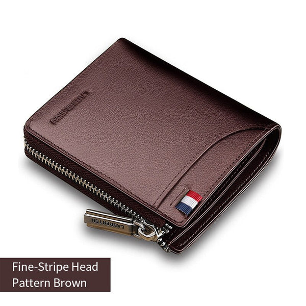 330J005L5B - LAORENTOU Men Wallet Genuine Leather Card Holder Man Luxury Short Wallet Purse Zipper Wallets Casual Standard Wallets for Women