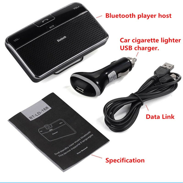 [variant_title] - Wireless Bluetooth Car Kit Set Handsfree Speakerphone V4.0 Multipoint Sun Visor Speaker for Phone Smartphones Car Charger