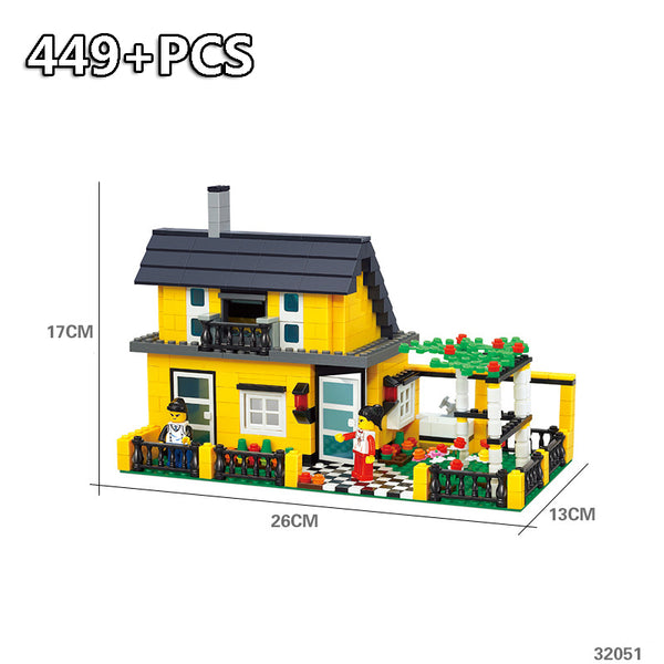 449PCS Block No Box - City Architecture Villa Cottage Model Beach Hut Modular Home House Village Building Blocks Compatible Legoingly Friends Toy Gift