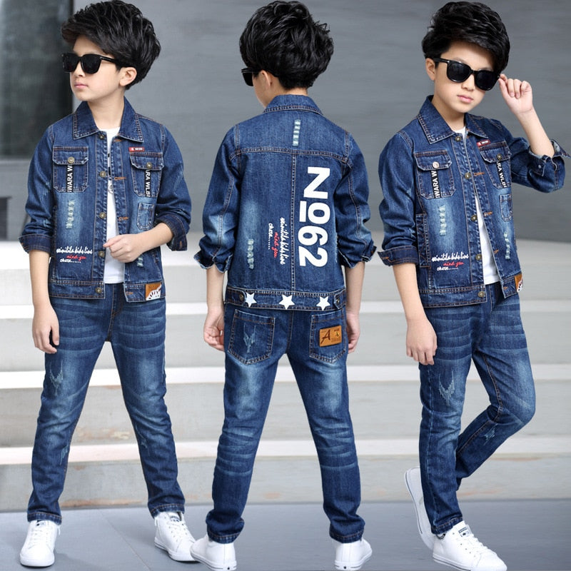 [variant_title] - Children's clothing boy spring suit 2019 new Korean children's denim suit two sets of spring and autumn children clothes tide