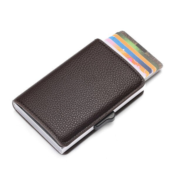X-88CC Coffee - BISI GORO New Arrival Soft Leather Wallet RFID Blocking ID Card Holder Multifunctional High Quality Money Bag 3 Colors Card Case