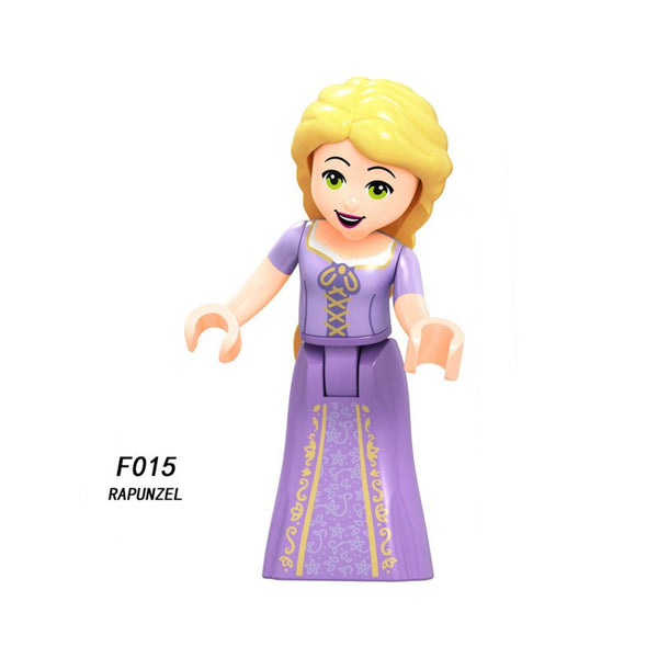F015 rapunzel - Snow White Fairy Tale Princess Girl anna elsa beast cinderella maleficent Friends Building Blocks Toy kid gift Compatible Legoed