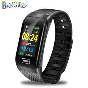 Black - BANGWEI Fitness smart watch men Women Pedometer Heart Rate Monitor Waterproof IP67 Swimming Running Sports Watch For Android IOS