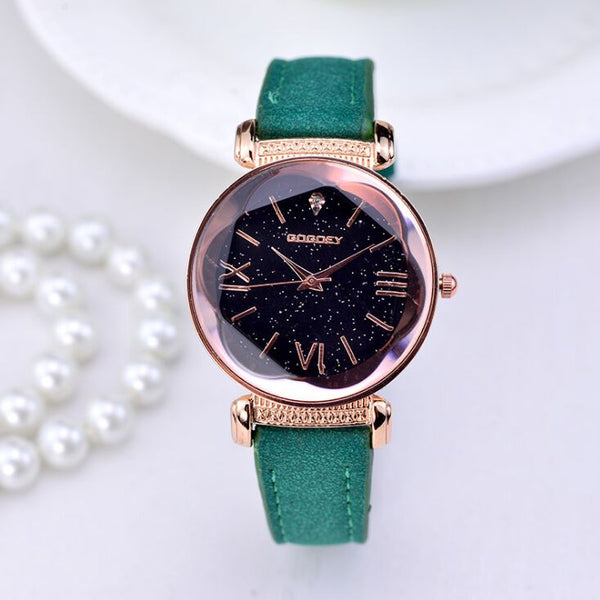 Green - New Fashion Gogoey Brand Rose Gold Leather Watches Women ladies casual dress quartz wristwatch reloj mujer go4417