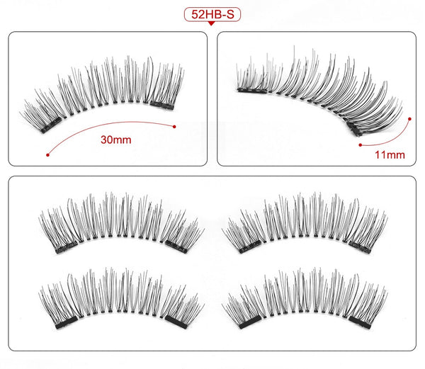 52HB-2 - 4pcs/pairs Magnetic Eyelashes 3D magnet lashes Soft Natural Long Hair Magnet Eyelashes on the Magnet False Eye Lashes Extensions