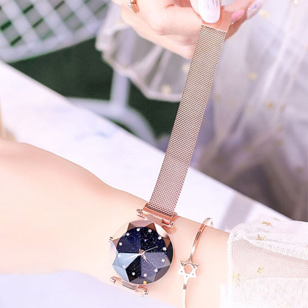 [variant_title] - luxury ladies watch magnet mesh with starry luminous fashion diamond female quartz watch relogio feminino zegarek damski