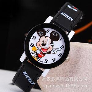 Black - New 2016 fashion cool mickey cartoon watch for children girls Leather digital watches for kids boys Christmas gift wristwatch