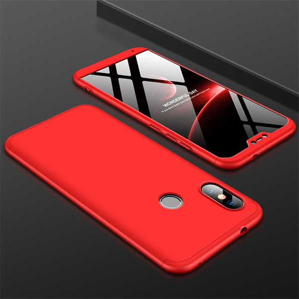 Red / Xiaomi Mi A1 / Case & Screen Protector - 3-in-1 Protect Case 360 Xiaomi Mi A2 lite Mi A2 A1 Phone Case Hard Plastic Xiaomi Mi A1 A2 Cover Tempered Glass Case Fully Cover