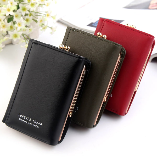 [variant_title] - Wallet Women 2018 Lady Short Women Wallets Crown Decorated Mini Money Purses Small Fold PU Leather Female Coin Purse Card Holder