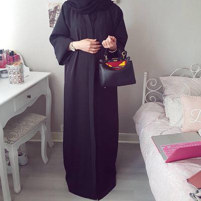 Black / L - 2019 Abaya Dubai Muslim Dress Kaftan Kimono Bangladesh Robe Musulmane Islamic Clothing Caftan Marocain Turkish UAE Eid Gift Part