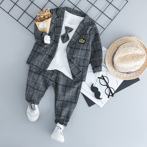 [variant_title] - HYLKIDHUOSE Baby Boy Clothing Sets Male Children Clothes Suits Kid Gentleman Style Coats T Shirt Pants Grid Infant Clothes