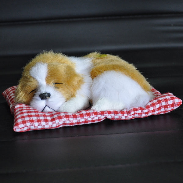 yello white - Lovely Baby Animal Doll Plush Sleeping Dogs Stuffed Toys with Sound Kids Kawaii Christmas Birthday New Year Gift For Children
