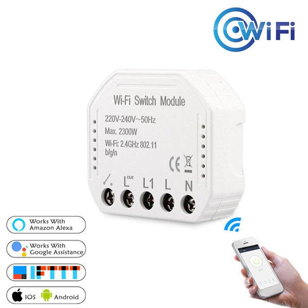 Default Title - Wifi Smart Light Switch Automation Module Smart home Life/Tuya APP Remote Control,Works with Alexa Google Home 1/2 Way