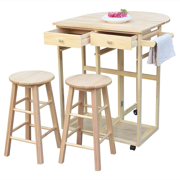 [variant_title] - Simple fashion Foldable Without Handle Semicircle Dining Cart With Round Stools Kitchen organize storage cabinet Home furniture