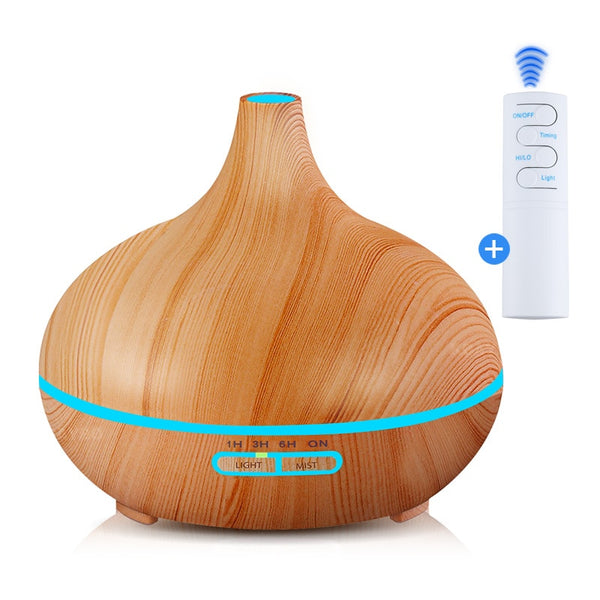 light wood / AU - Electric Aroma Essential oil diffuser ultrasonic aromatherapy air humidifier 7 Color LED Night Light with remote control and APP
