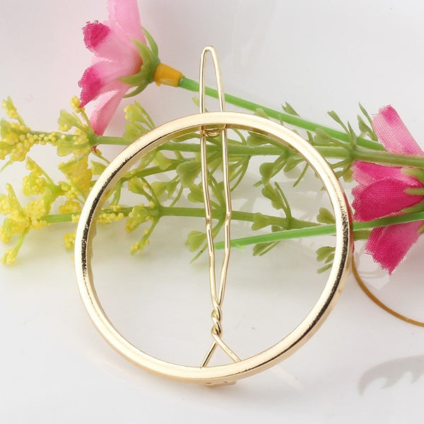 [variant_title] - Fashion Woman Hair Accessories Triangle Hair Clip Pin Metal Geometric Alloy Hairband Moon Circle Hairgrip Barrette Girls Holder