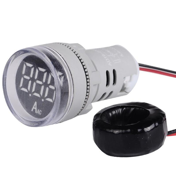 White / 100A - Power 220VAC 22mm Digital Display Ampermeter Monitor Current Indicator Signal Light Ammeter Tester Measuring 0-100A Ampere Meter