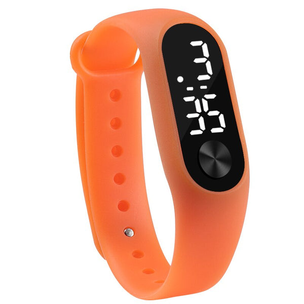 orange - Fashion Men Women Casual Sports Bracelet Watches White LED Electronic Digital Candy Color Silicone Wrist Watch for Children Kids