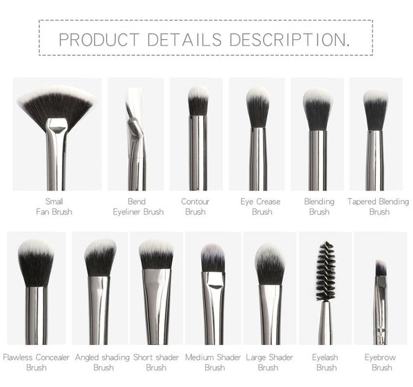 [variant_title] - 12 Pcs Makeup Brush Sets Professional Cosmetics Brushes Set Kit + Pouch Bag Case Woman Make Up Tools Brushes Pincel Maquiagem