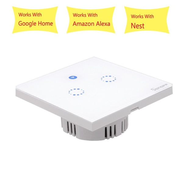 [variant_title] - Sonoff T1 EU Smart Wifi Wall Touch Light Switch 1/2 Gang Touch / WiFi / 433 RF / APP Remote Control Smart Home Work with Google