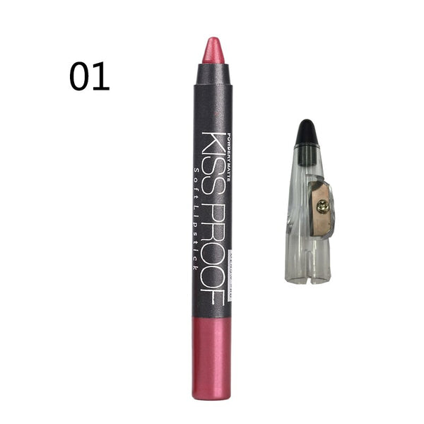 01 - Menow 19 Color KISS PROOF Beauty Waterproof Lipstick Pen Lasting Do Not Fade Lipstick Gift Pencil Sharpener P13016 Drop Shipping