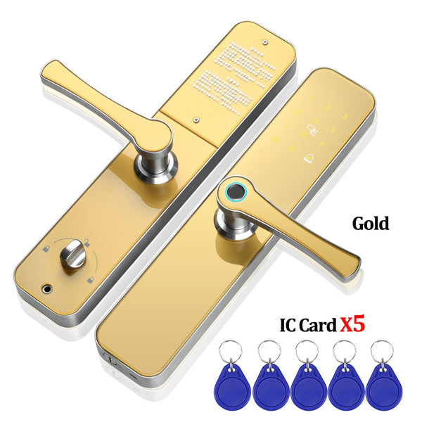 Golden - OBO HANDS Smart Fingerprint Door Lock RFID Access Control Lock Digital Password Biometric Electronic Locks for Home/ Apartment