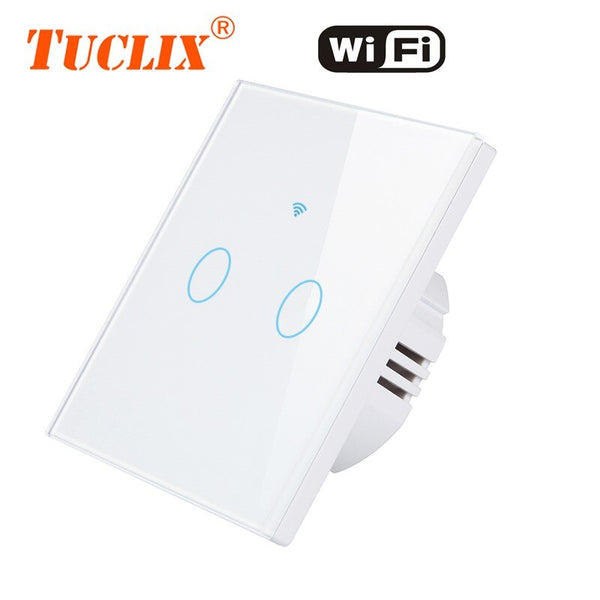 [variant_title] - TUCLIX EU WiFi APP Switch 1/2/3 Gang 110-240v Wall Light Touch Screen Switch,Crystal Glass Switch Panel