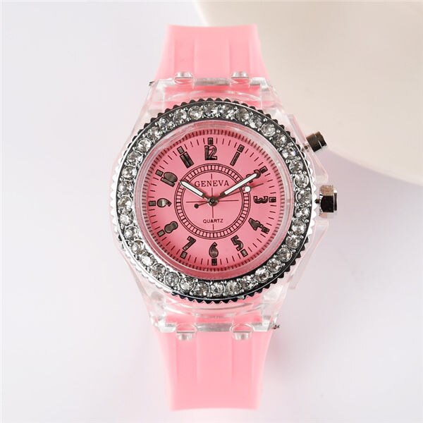 pink - School Boy Girl  Watches Electronic Colorful Light Source Sister brother Birthday kids Gift Clock Fashion Children's Wrist Watch