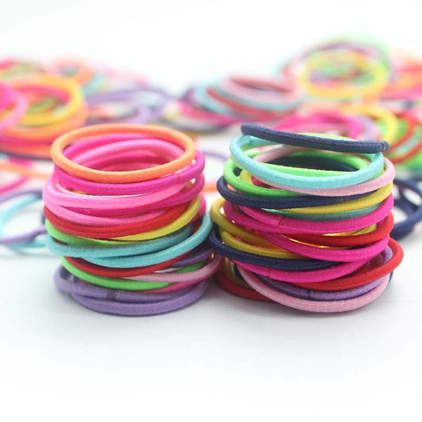 [variant_title] - 100pcs/lot 3CM Hair Accessories girls Rubber bands Scrunchy Elastic Hair Bands kids baby Headband decorations ties Gum for hair