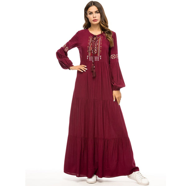 [variant_title] - Abayas For Muslim Women Long Dress Large Qatar UAE Turkish Islamic Malaysia Ruffle Pleated Dress  Robe Musulmane Kaftan Dubai