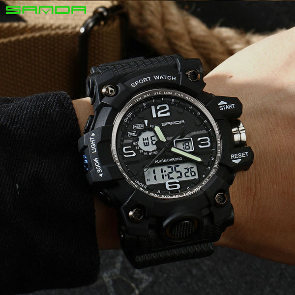 [variant_title] - SANDA top luxury brand G style men's military sports watch LED digital watch waterproof men's watch Relogio Masculino