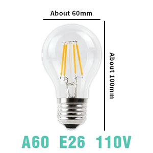 A60 Bulb E26 110V / 2 LED / No - LED Filament Bulb E27 Retro Edison Lamp 220V E14 Vintage C35 Candle Light Dimmable G95 Globe Ampoule Lighting COB Home Decor