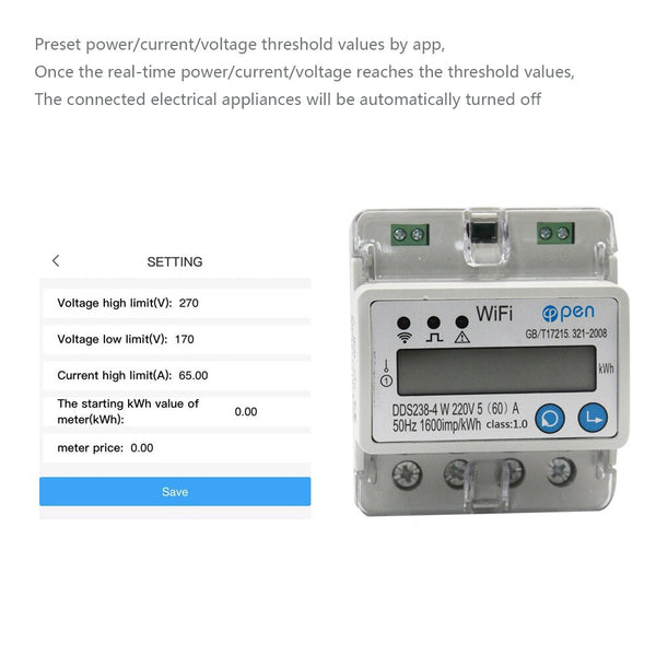 [variant_title] - WIFI  remote control Smart Switch with energy monitoring over/under voltage protection for Smart home