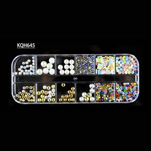 KQH645 - New Multi-size Nail Rhinestones 3D Crystal AB Clear Nail Stones Gems Pearl DIY Nail Art Decorations Gold Silver Rivet Rhinestone