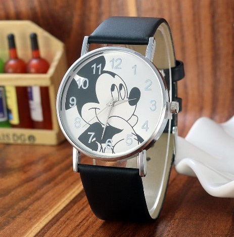 3 - Relogio Feminino Children Watch Women Fashion Casual Girls Boys Students Clock Mickey kids Watches Leather Quartz Wristwatches