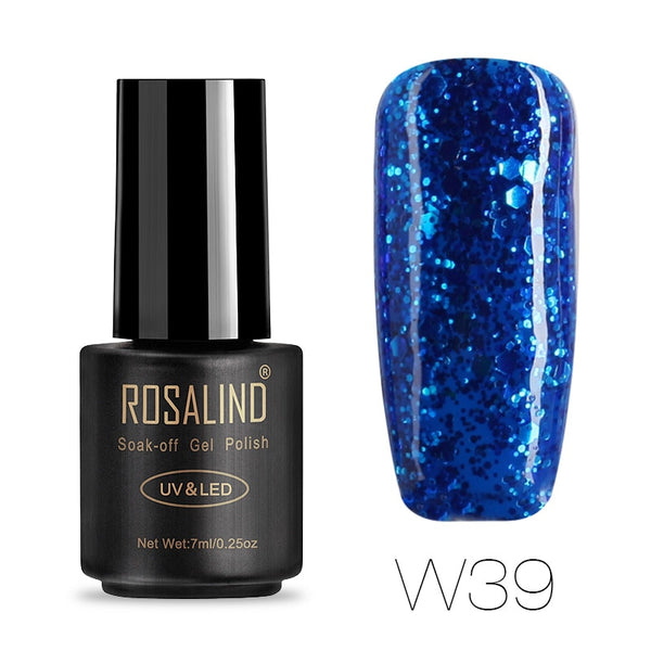 W39 - ROSALIND Hybrid Varnishes Soak Off Gel UV Gel lak Nail Polish Set Top Base Coat For Manicure Gel Glitter Semi Permanent  Acrylic