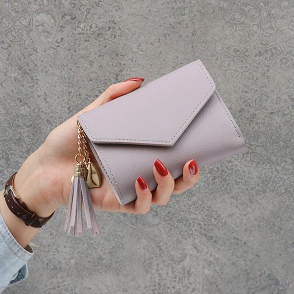 New-Purple - New Money Small Wallet Women Casual Solid Wallet Fashion Female Short Mini All-match Korean Students Love Small Wallet