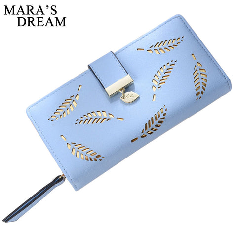 [variant_title] - Mara's Dream 2019 Brand Leaves Hollow Women Wallet Soft PU Leather Women's Clutch Wallet Female Designer Wallets Coin Card Purse