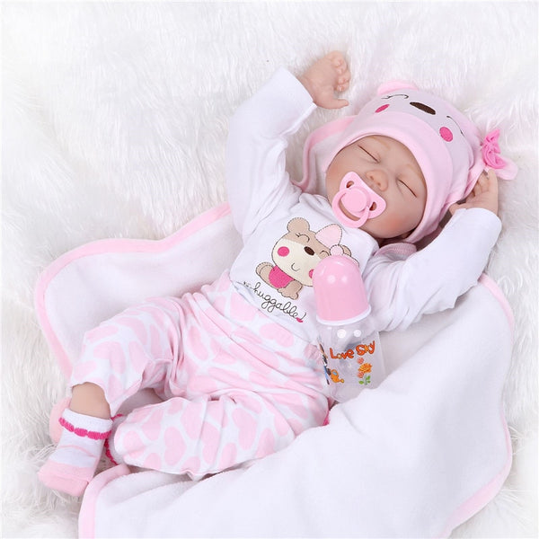 [variant_title] - NPK 55cm Silicone Reborn Sleeping Baby Doll Kids Playmate Gift for Girls Baby Alive Soft Toys for Bouquets Doll Bebe Reborn Toys