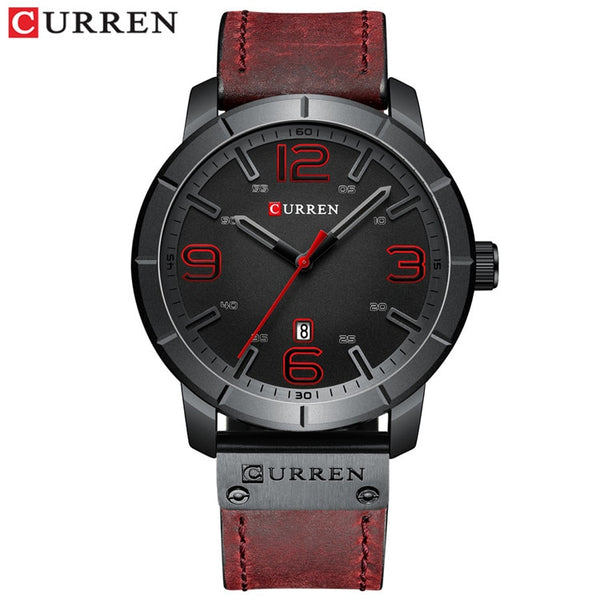 red black watch - Men Watch 2019 CURREN Men's Quartz Wristwatches Male Clock Top Brand Luxury Reloj Hombres Leather Wrist Watches with Calendar