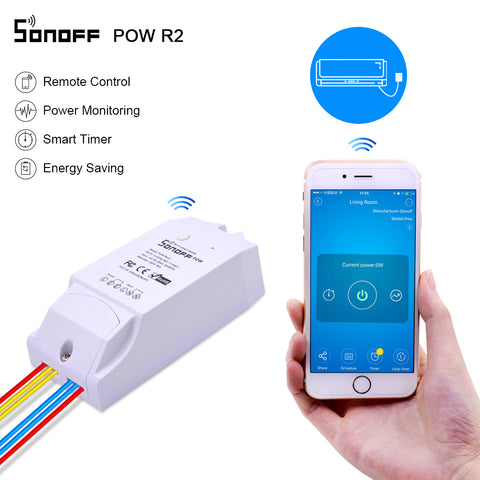 Default Title - Itead Sonoff Pow R2 16A Wifi Smart Switch With Higher Accuracy Monitor Energy Usage Smart Home Power Measuring Works With Alexa