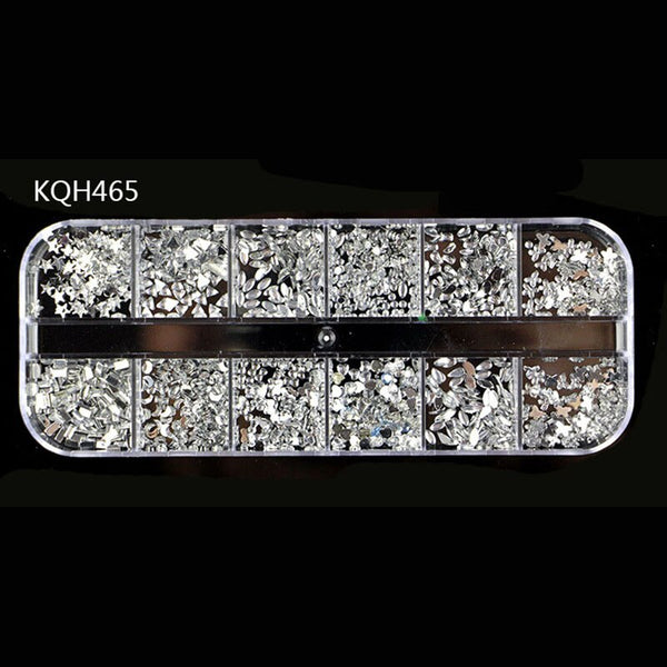 KQH465 - New Multi-size Nail Rhinestones 3D Crystal AB Clear Nail Stones Gems Pearl DIY Nail Art Decorations Gold Silver Rivet Rhinestone