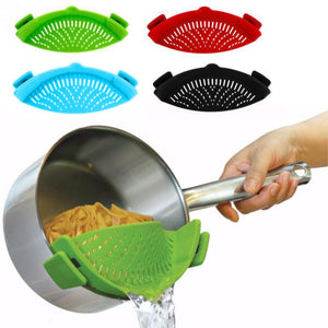 [variant_title] - Silicone Colanders Kitchen Clip On Pot Strainer Drainer For Draining Liquid Univers Draining Pasta Vegetable Tool DropShipping