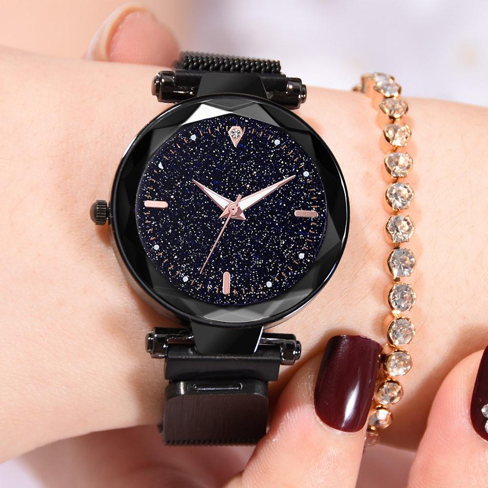 Black - Luxury Women Watches 2019 Ladies Watch Starry Sky Magnetic Waterproof Female Wristwatch Luminous relogio feminino reloj mujer