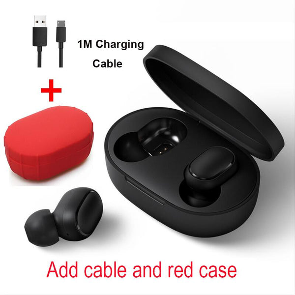 Cable and red case - Xiaomi Redmi Airdots TWS Bluetooth Earphone Stereo bass BT 5.0 Eeadphones With Mic Handsfree Earbuds AI Control