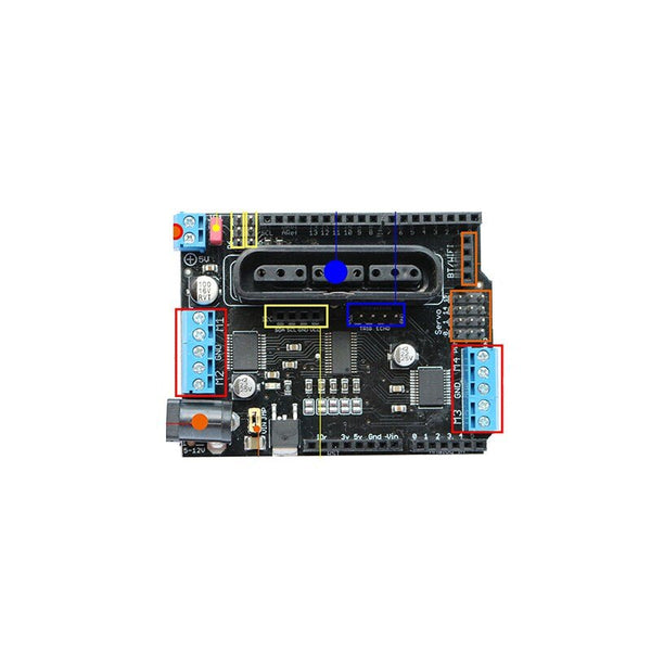 [variant_title] - 2018 Arduino Shield Expansion Board 6-12V with 4 Channels Motors Servos Ports PS2 Joystick Remote Control