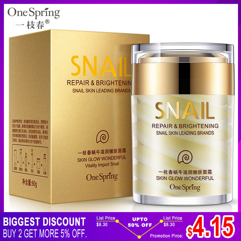 Default Title - OneSping Snail Cream Anti Wrinkle and Nourishing Acne Treatment Faical Skin Care Moisturizer Repair Face Cream
