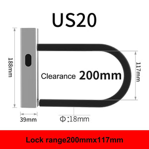 US20 - Smart Bluetooth APP Door lock U shape Lock for Store Company Glass Double Door Anti-theft APP Remote Control U-shaped locks