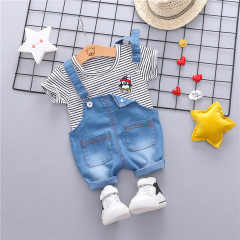 Black / 12M - HYLKIDHUOSE 2019 Summer Baby Girls Boys Clothes Sets Toddler Infant Clothing Sets Penguin T Shirt Shorts Kids Children Costume